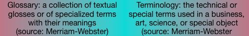 Definitions of Glossary and Terminology